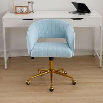Westice Home Office Desk Chairs, Modern Velvet Rolling Chair, Height Adjustable Swivel Vanity Chair ...