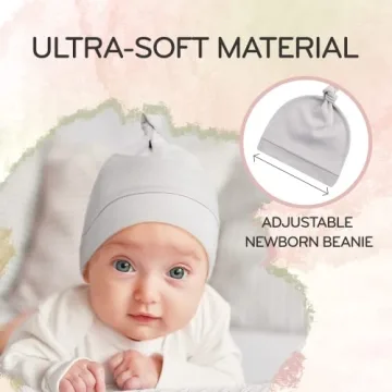 KiddyCare Organic Baby Hats for Newborns - Soft & Adjustable