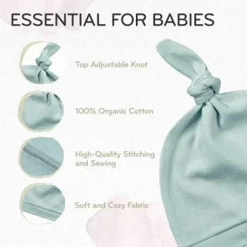 KiddyCare Organic Baby Hats for Newborns - Soft & Adjustable
