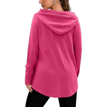 BETTE BOUTIK womens hoodie pull over long hoodie womens hooded pullover sweatshirts half zipper long hoodie Rose XX-Large