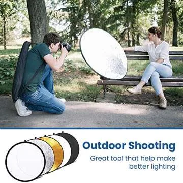 Etekcity 43" (110cm) 5-in-1 Photography Reflector, Multi-Disc Light Reflectors for Photography, Collapsible with Bag - Translucent, Silver, Gold, White and Black