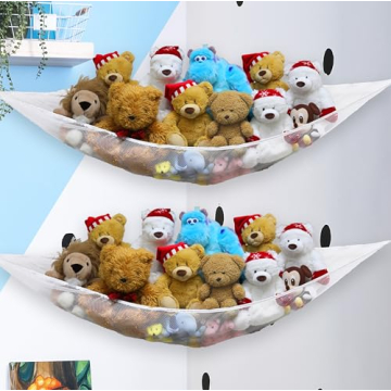 Stuffed Animals Jumbo Toy Storage Hammock Organizer White