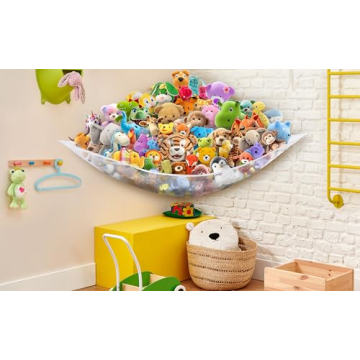 Stuffed Animals Jumbo Toy Storage Hammock Organizer White