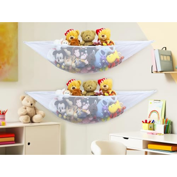 Stuffed Animals Jumbo Toy Storage Hammock Organizer White