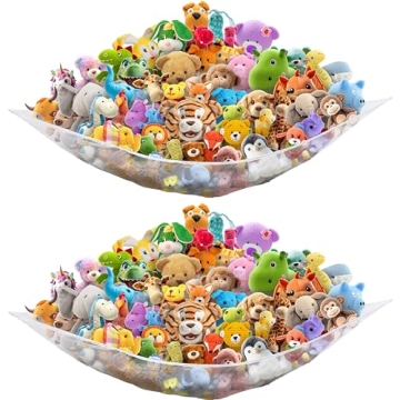 Stuffed Animals Jumbo Toy Storage Hammock Organizer White