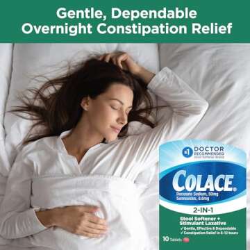 Colace 2-IN-1 Stool Softener & Stimulant Laxative Tablets, 10 Count, Gentle Constipation Relief In 6-12 Hours