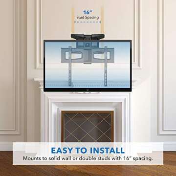 Motorized Fireplace TV Wall Mount - Adjustable & Remote Controlled