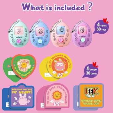 Feltom 30 PCS Rock Paper Scissors Random Keychain for Boys Girls, kids Valentine Gifts, Valentine Ca...