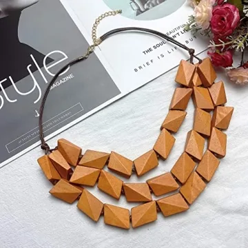 Coiris Layered Wood Beaded Necklace for Women