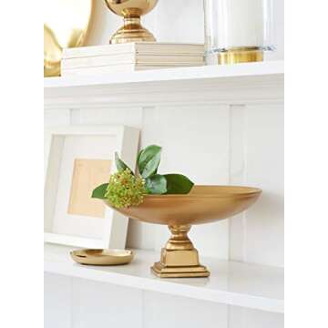 Serene Spaces Living Gold Pedestal Bowl - Add Fruit or Treats for a Table Centerpiece with Rich Gold...