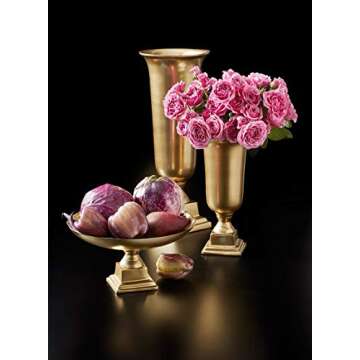 Serene Spaces Living Gold Pedestal Bowl - Add Fruit or Treats for a Table Centerpiece with Rich Gold Color, Ideal for Home Decor, Weddings, Parties, Events, Measures 10.75" Diameter &5.75" Tall