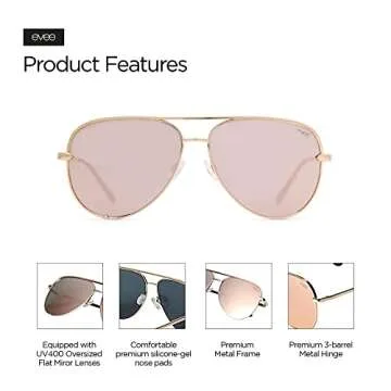 Stylish EVEE Metal Aviator Sunglasses with UV Protection