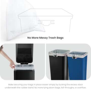 Home Zone Living 13 Gallon Kitchen Trash Can, Dual Removable Liners for Recycling and Trash, 50 Liter Slim Stainless Steel Shape (8 + 5 for 13 Gallons Total)