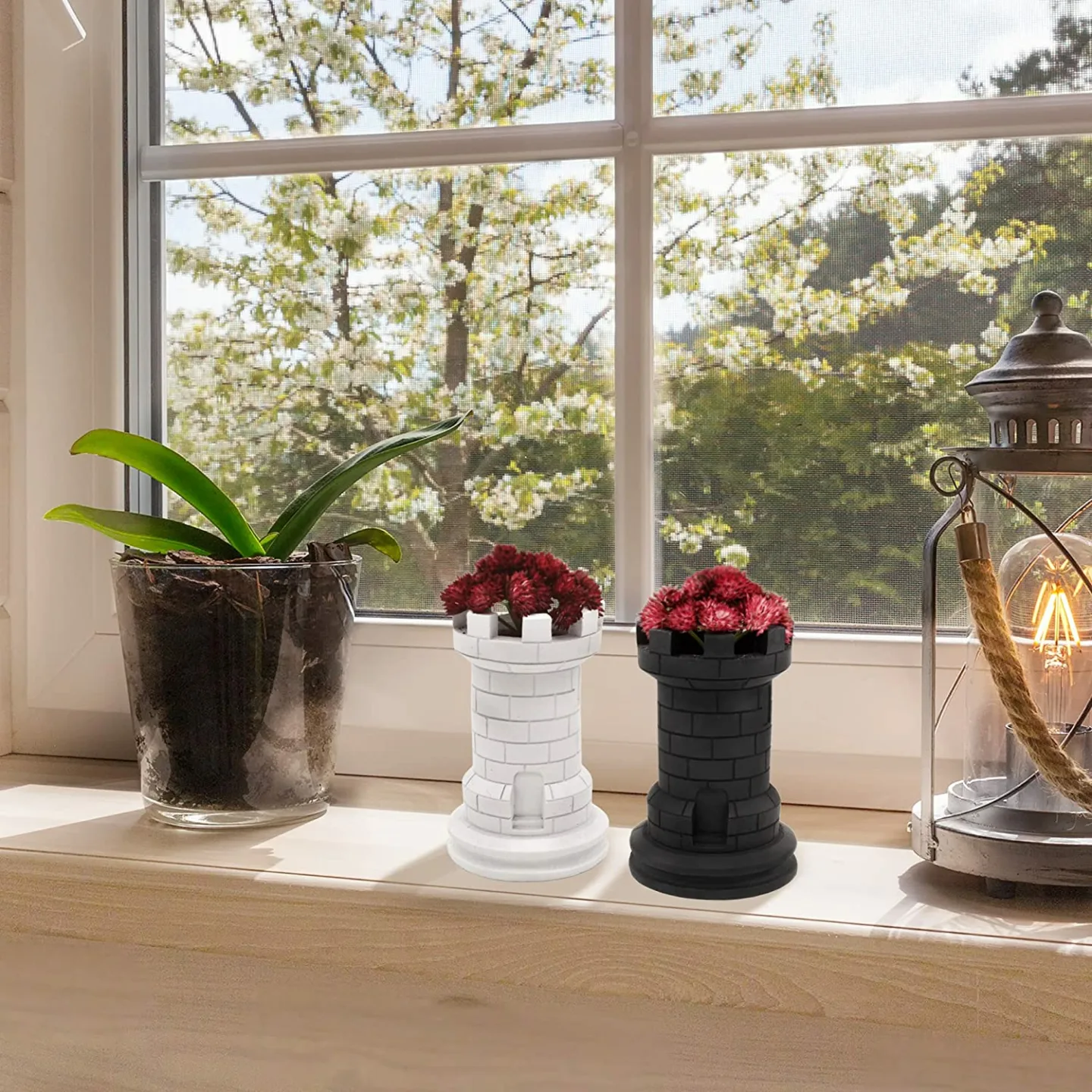 Esterno Chess Piece Planter Pots - Unique Rook Statues