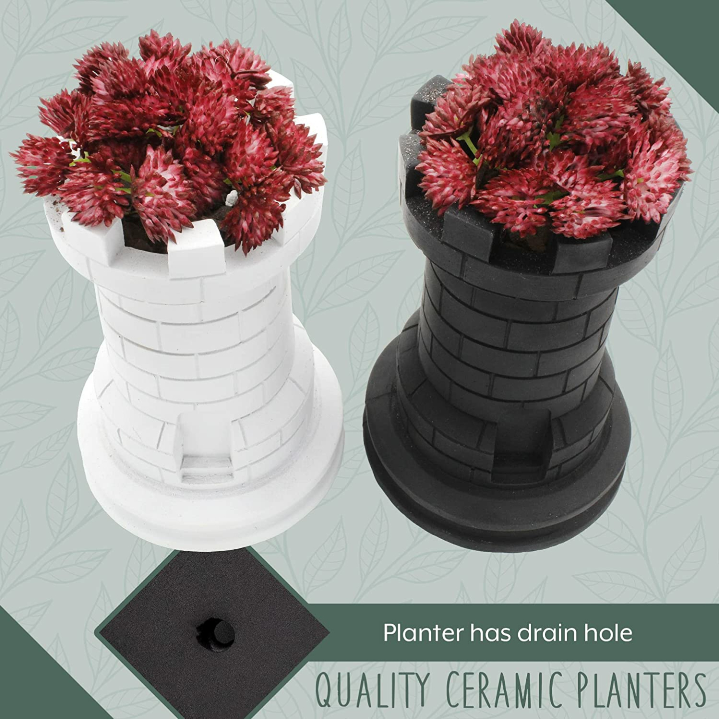 Esterno Chess Piece Planter Pots - Unique Rook Statues