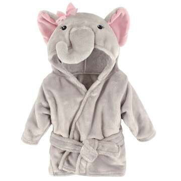 Hudson Baby Elephant Plush Robe for Babies 0-9 Months