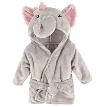 Hudson Baby Elephant Plush Robe for Babies 0-9 Months
