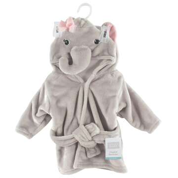 Hudson Baby Elephant Plush Robe for Babies 0-9 Months