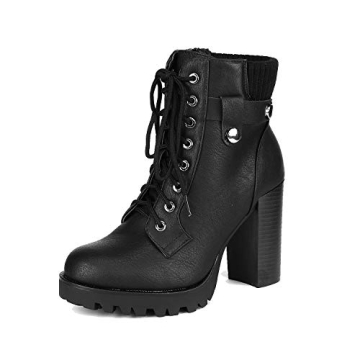 DREAM PAIRS Women's Lace up Combat Ankle Boots High Chunky Heel Fashion Heeled Booties Shoes,Size 9,...