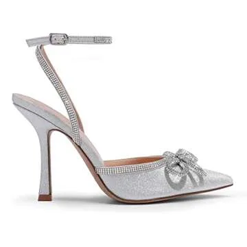 DREAM PAIRS Women's High Heels Destiny Closed Toe Strappy Heels Sexy Rhinestone Ankle Strap Pumps We...