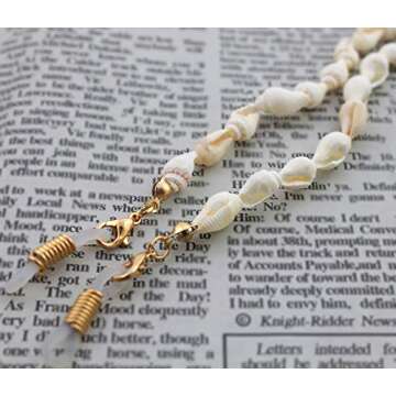 Davi Atelier Eyeglass Chains for Women Beaded Reading Glasses Cords Sunglasses Holder String Holder Strap Lanyards Eyewear Retainer (Shell)