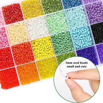 DICOBD 12000pcs 3mm Glass Seed Beads for Bracelets Making Kit with Letter Alphabet Beads, Friendship Bracelet Kits 8/0 Craft Bead for Jewelry Making Necklaces and Key Chains with 2 Rolls of Cord