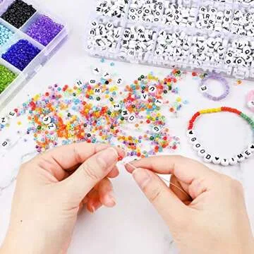 DICOBD 12000pcs 3mm Glass Seed Beads for Bracelets Making Kit with Letter Alphabet Beads, Friendship Bracelet Kits 8/0 Craft Bead for Jewelry Making Necklaces and Key Chains with 2 Rolls of Cord