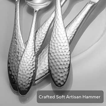 Alata Emma 20-Piece 18/10 Silverware Set, Hammered Flatware Set, Heavy Duty Stainless Steel Cutlery Set, Modern Kitchen Utensils, Dinnerware Sets Service for 4, Mirror Polished & Dishwasher Safe