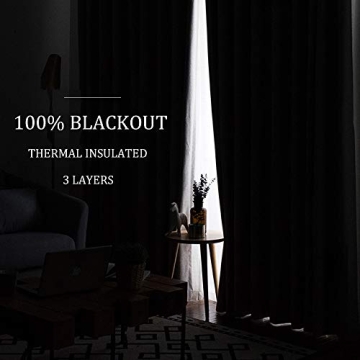 RYB HOME Soundproof Blackout Thermal Curtains 3 Layers