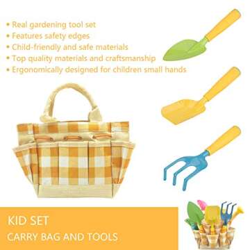 Malifea Kids Gardening Tool Set Colorful Children Garden Tools Beach Toys Fun Toys with Watering Can Gardening Gloves Shovel Rake Trowel Real Water Sprayer Garden Tote Bag - Gifts for Boys and Girls