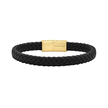 Geoffrey Beene Men's Braided Genuine Leather Bracelet with Stainless Steel Closure for Stylish Every...