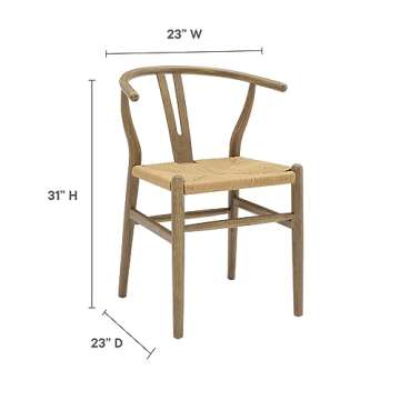 Modway Amish Mid-Century Dining Armchair in Gray Wood