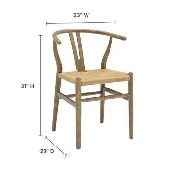 Modway Amish Mid-Century Dining Armchair in Gray Wood