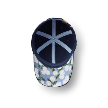 RIFLE PAPER CO. Women's Embroidered Hydrangea Baseball Cap | Stylish & Classic 100% Cotton Six-Panel Hat with Adjustable Strap (Gift for Mom, Pool, Soccer Field on The Beach or On The Go)