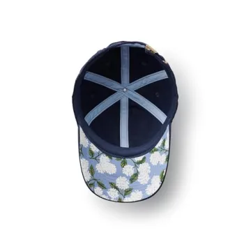 RIFLE PAPER CO. Women's Embroidered Hydrangea Baseball Cap | Stylish & Classic 100% Cotton Six-Panel Hat with Adjustable Strap (Gift for Mom, Pool, Soccer Field on The Beach or On The Go)