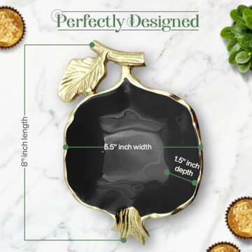 Fuition Decor - Gold and Black Pomegranate Candy Dish For Desk - Candy Bowl - Table Key Bowl - Decorative Nut Bowl - Fruit Tray Candy Dish for Office Desk - Trinket Dish - Rosh Hashanah Bowls GBP