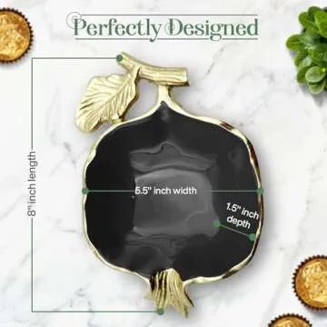 Fuition Decor - Gold and Black Pomegranate Candy Dish For Desk - Candy Bowl - Table Key Bowl - Decorative Nut Bowl - Fruit Tray Candy Dish for Office Desk - Trinket Dish - Rosh Hashanah Bowls GBP