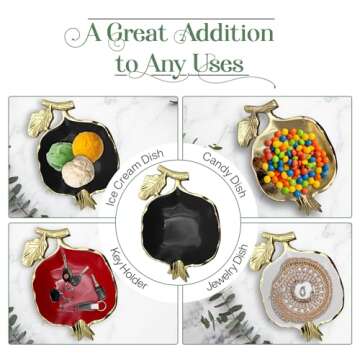 Fuition Decor - Gold and Black Pomegranate Candy Dish For Desk - Candy Bowl - Table Key Bowl - Decorative Nut Bowl - Fruit Tray Candy Dish for Office Desk - Trinket Dish - Rosh Hashanah Bowls GBP