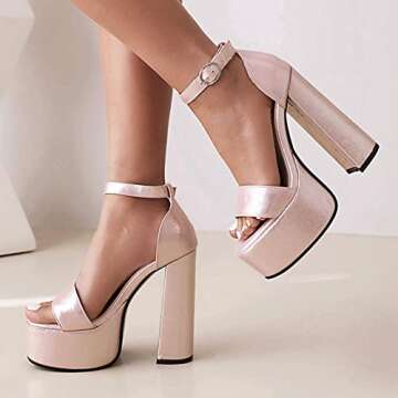 AIMODOR High Heeled Platform Peep Toe Sandals for Women