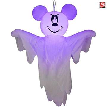 Gemmy 4' Airblown Inflatable Hanging Disney Mickey Mouse as Ghost Yard Decoration 223254