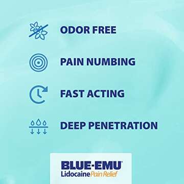 Blue Emu Lidocaine Numbing Cream Pain Relief, 2.7 oz (1 Pack)