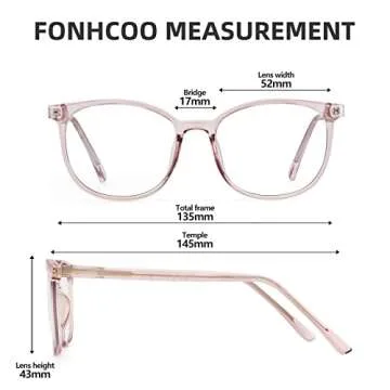 FONHCOO Blue Light Blocking Glasses Fashion Round TR90 Frame Transparent Eyewear Anti Eyestrain Computer Glasses for Women Men (Light Brown)