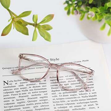 FONHCOO Blue Light Blocking Glasses Fashion Round TR90 Frame Transparent Eyewear Anti Eyestrain Computer Glasses for Women Men (Light Brown)