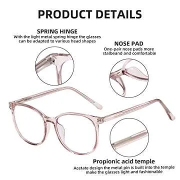 FONHCOO Blue Light Blocking Glasses Fashion Round TR90 Frame Transparent Eyewear Anti Eyestrain Computer Glasses for Women Men (Light Brown)