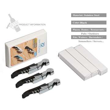 Professional Wine Openers 3-Pack for Bartenders and Enthusiasts