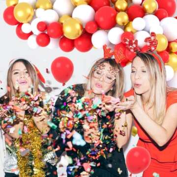 Red White Gold Balloon Garland Arch Kit - Red White Balloon Arch Red Gold Balloons Red Balloon Arch ...