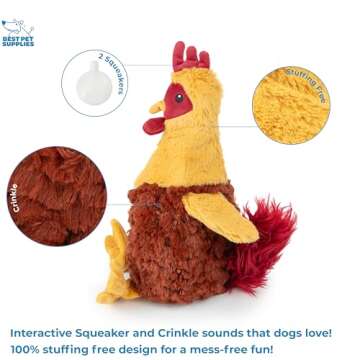 Best Pet Supplies Chicken Crinkle Plush Dog Toys for Interactive Play, Puppy and Senior Indoor Play,...