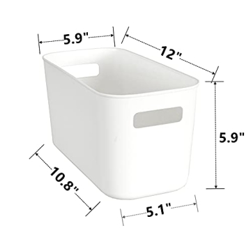YOPAY White Plastic Storage Bins for Home & Office Organization