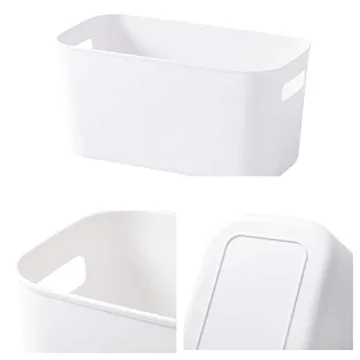 YOPAY White Plastic Storage Bins for Home & Office Organization