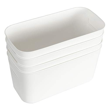 YOPAY White Plastic Storage Bins for Home & Office Organization